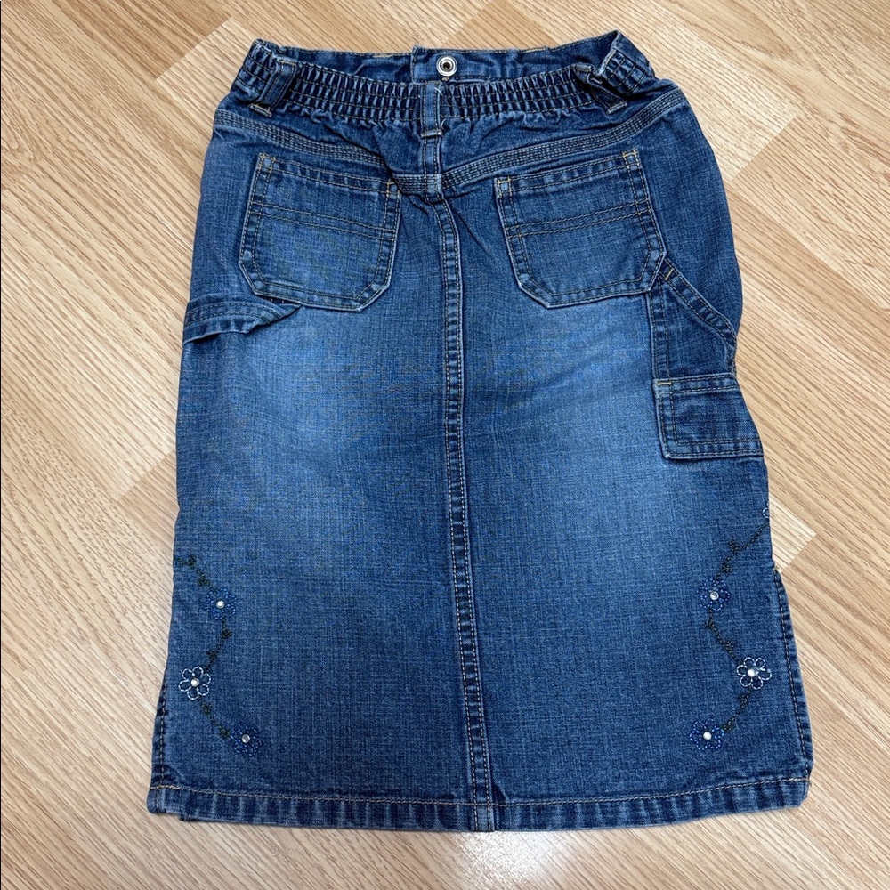 Old Navy Blue Denim Skirt. Cotton Durable Comfy embroidered design - Picture 2 of 4